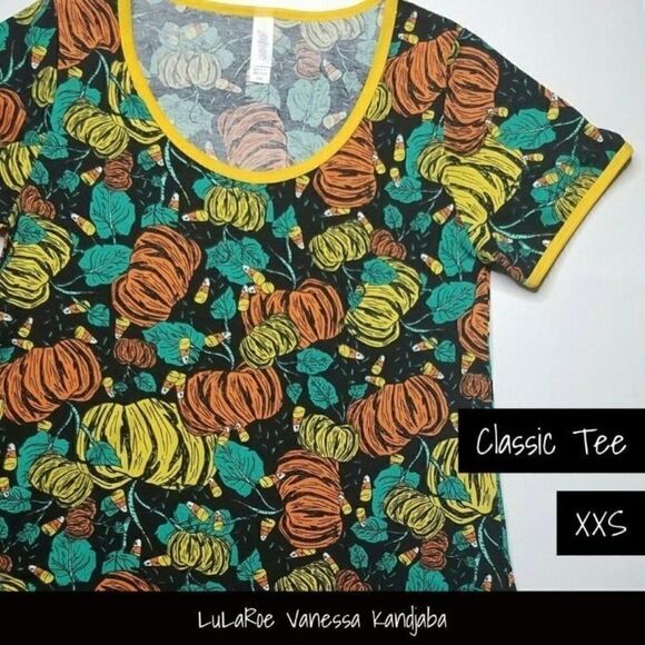 LuLaRoe Classic Tee XXS Fall Pumpkins NWT - Picture 1 of 1